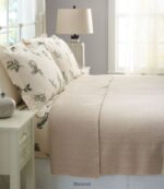 L.L.Bean unisex wasbare wollen deken visgraat blauw/crème beddengoed VT0644378 - Image 3
