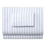 L.L.Bean unisex zongewassen percal lakencollectie gestreept blad piek blauw beddengoed VT0642623