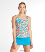 L.L.Bean vrouwen beansport zwemkleding klassieke blauwgroen blauwe penseelstreken kleding VT0646442