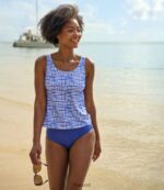 L.L.Bean vrouwen beansport zwemkleding kobalt gingham kleding VT0645701 - Image 5