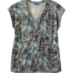 L.L.Bean vrouwen Beyond zacht T-shirt met V-hals storm blauwgroen abstract kleding VT0643193