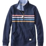 L.L.Bean vrouwen biologisch katoenen sweatshirt klassieke marineblauwe streep kleding VT0643259