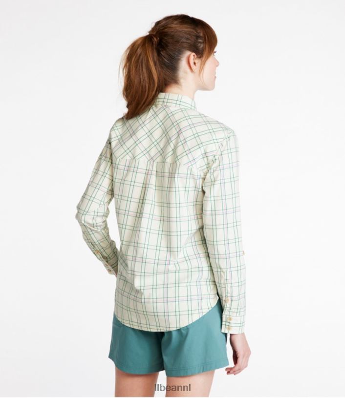 L.L.Bean vrouwen dagelijks sunsmart geweven overhemd met lange mouwen wilde zalm plaid kleding VT0646967 - Image 3