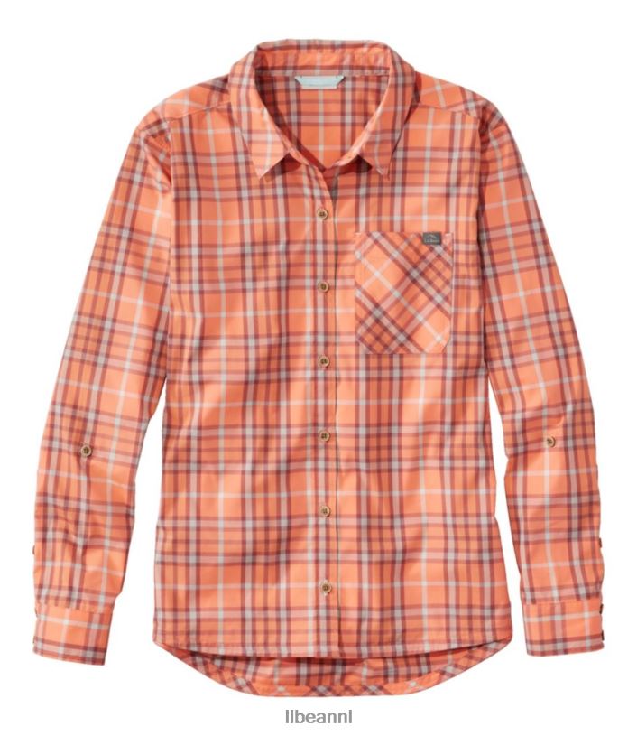 L.L.Bean vrouwen dagelijks sunsmart geweven overhemd met lange mouwen wilde zalm plaid kleding VT0646967 - Image 1