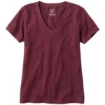 L.L.Bean vrouwen gewassen katoenen t-shirt diepe wijn kleding VT0643118