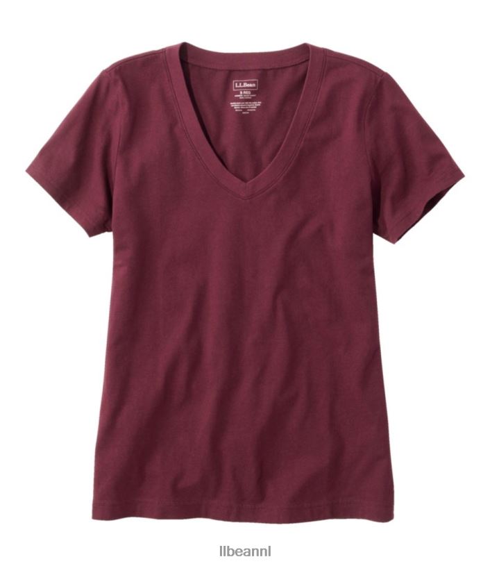 l_l_bean_vrouwen_gewassen_katoenen_t_shirt_diepe_wijn_kleding_vt0643118.jpg L.L.Bean vrouwen gewassen katoenen t-shirt diepe wijn kleding VT0643118 - Image 1