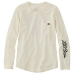 L.L.Bean vrouwen gewassen katoenen T-shirt met zak zeildoek schilderachtige berg kleding VT0643349