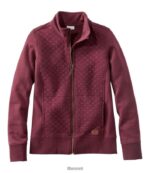 L.L.Bean vrouwen gewatteerd sweatshirt met volledige ritssluiting diepe wijn kleding VT0642947