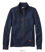 L.L.Bean vrouwen gewatteerd sweatshirt met volledige ritssluiting klassieke marine kleding VT0646406