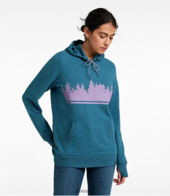 L.L.Bean vrouwen gezellige kamphoodie kleurenbalken met diepe havenheide kleding VT0646991 - Image 2