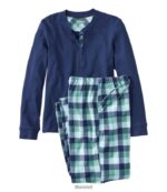 L.L.Bean vrouwen gezellige pyjamaset helder marineblauw/zeedennen plaid kleding VT0643004