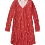 L.L.Bean vrouwen herstellende nachtkleding diepe koraalprint kleding VT0643529