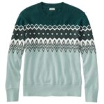 L.L.Bean vrouwen katoen/kasjmier trui donker grenen intarsia kleding VT064181