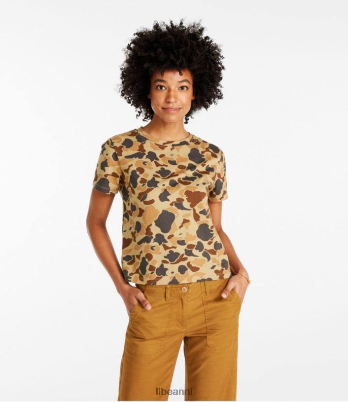 L.L.Bean vrouwen kenmerkend Rangeley katoenen T-shirt bleke olijfkleurige camouflage kleding VT0646532 - Image 2