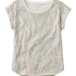 L.L.Bean vrouwen kenmerkend Rangeley katoenen T-shirt zeildoek bloemen kleding VT06449