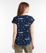 L.L.Bean vrouwen kenmerkend Rangeley katoenen T-shirt zeildoek bloemen kleding VT06449 - Image 3