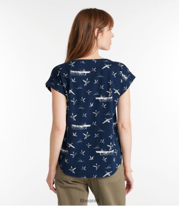 L.L.Bean vrouwen kenmerkend Rangeley katoenen T-shirt zeildoek bloemen kleding VT06449 - Image 3