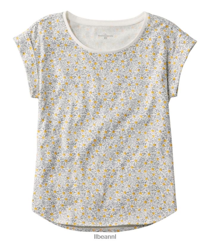 L.L.Bean vrouwen kenmerkend Rangeley katoenen T-shirt zeildoek bloemen kleding VT06449 - Image 1