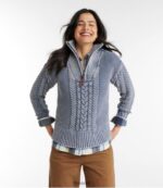L.L.Bean vrouwen kenmerkende katoenen visserstrui atlantisch blauw gewassen kleding VT0643457 - Image 2