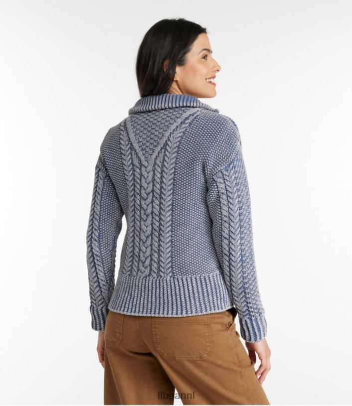 L.L.Bean vrouwen kenmerkende katoenen visserstrui atlantisch blauw gewassen kleding VT0643457 - Image 3