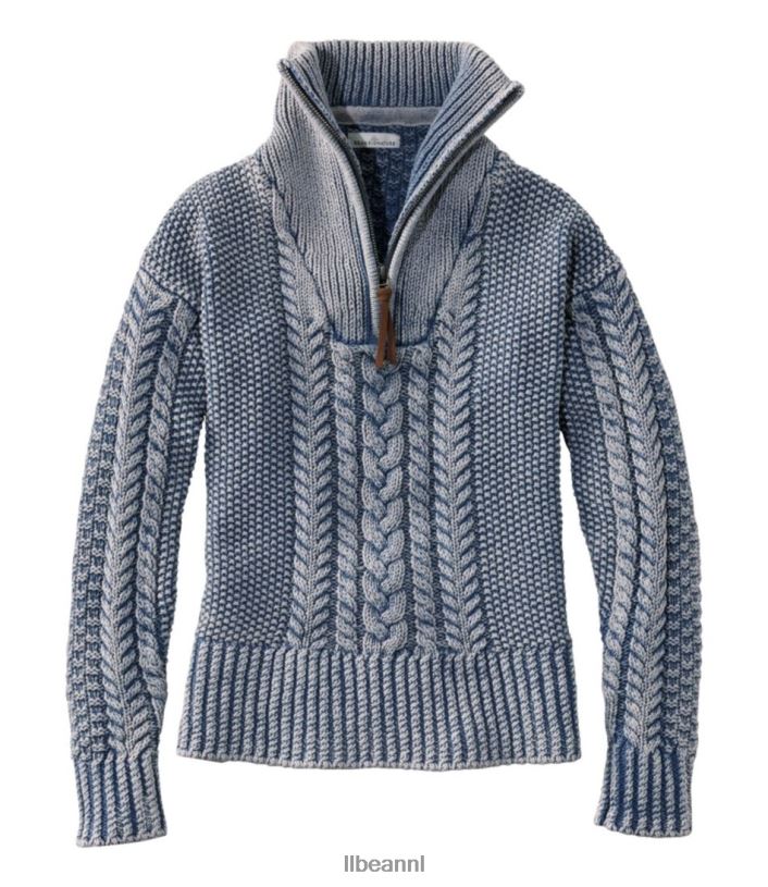 L.L.Bean vrouwen kenmerkende katoenen visserstrui atlantisch blauw gewassen kleding VT0643457 - Image 1