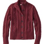 L.L.Bean vrouwen kenmerkende katoenen visserstrui bordeaux kleding VT0643379