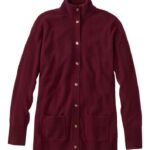L.L.Bean vrouwen klassiek kasjmier vest met knopen aan de voorkant diepe wijn kleding VT0645734