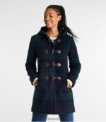 L.L.Bean vrouwen klassieke duffelcoat van lamswol zwarte horloge-tartan bovenkleding VT064928 - Image 2