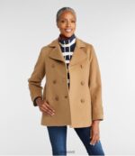 L.L.Bean vrouwen klassieke lamswollen peacoat kameel bovenkleding VT064886 - Image 2