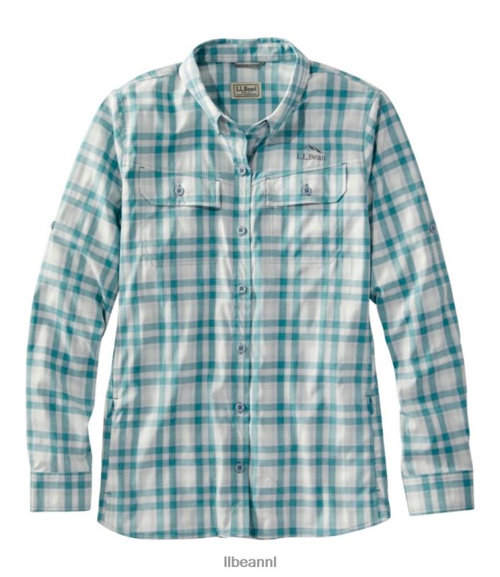 L.L.Bean vrouwen no-flyzone shirt met lange mouwen blauwgroen vissen VT0643889 - Image 1