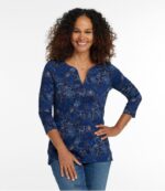 L.L.Bean vrouwen Pima katoenen tuniek crème bloemenbos kleding VT06464 - Image 2