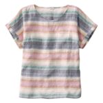 L.L.Bean vrouwen premium wasbaar linnen overhemd helder marineblauw met meerdere strepen kleding VT0644648