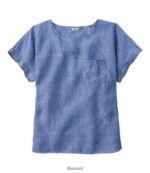 L.L.Bean vrouwen premium wasbaar linnen overhemd koel blauw kleding VT0643124