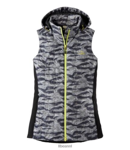 L.L.Bean vrouwen primaloft packaway lang vest koolstof camouflage bovenkleding VT064901