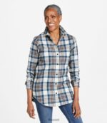 L.L.Bean vrouwen Schots geruit flanellen overhemd zwart horloge kleding VT0646448 - Image 2