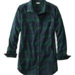 L.L.Bean vrouwen Schots geruit flanellen overhemd zwart horloge kleding VT0646448