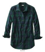 L.L.Bean vrouwen Schots geruit flanellen overhemd zwart horloge kleding VT0646448