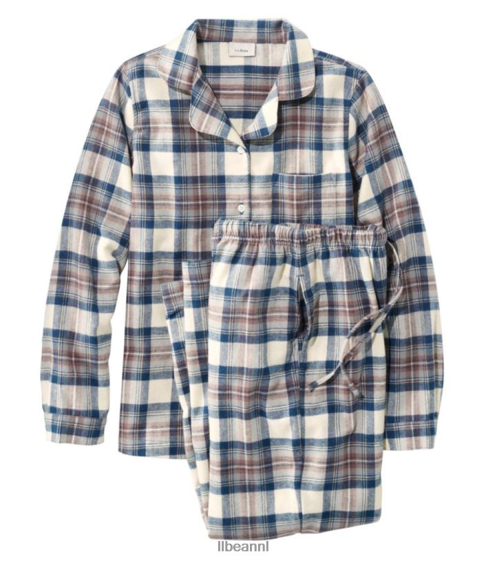 L.L.Bean vrouwen Schotse geruite flanellen pyjama indigo tartan kleding VT064415 - Image 1