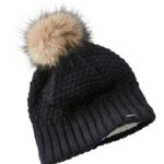 L.L.Bean vrouwen slechte, gezellige gebreide pomponmuts zwart accessoires VT064793
