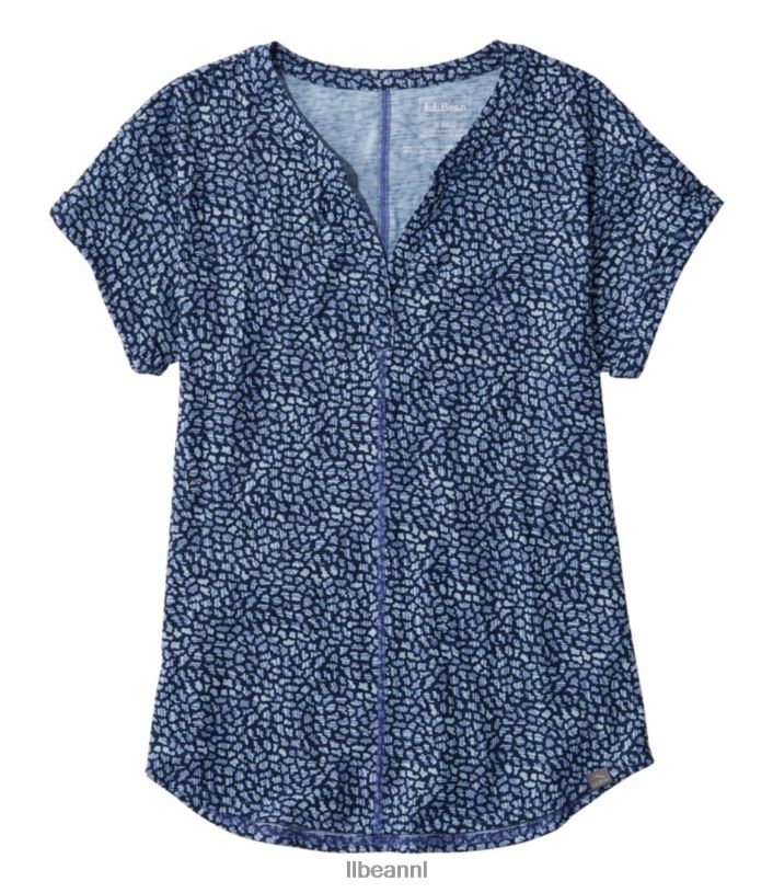 l_l_bean_vrouwen_stroomzijde_tee_nautische_marine_geo_kleding_vt06413.jpg L.L.Bean vrouwen stroomzijde tee nautische marine geo kleding VT06413 - Image 1