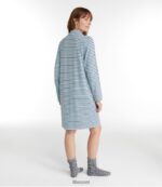 L.L.Bean vrouwen superzacht, krimpvrij nachthemd met knoopsluiting Sterling blauw/donker indigo streep kleding VT064127 - Image 3