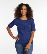 L.L.Bean vrouwen T-shirt met juwelenhals zeildoek medaillon stip kleding VT0644645 - Image 2