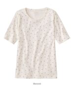 L.L.Bean vrouwen T-shirt met juwelenhals zeildoek medaillon stip kleding VT0644645