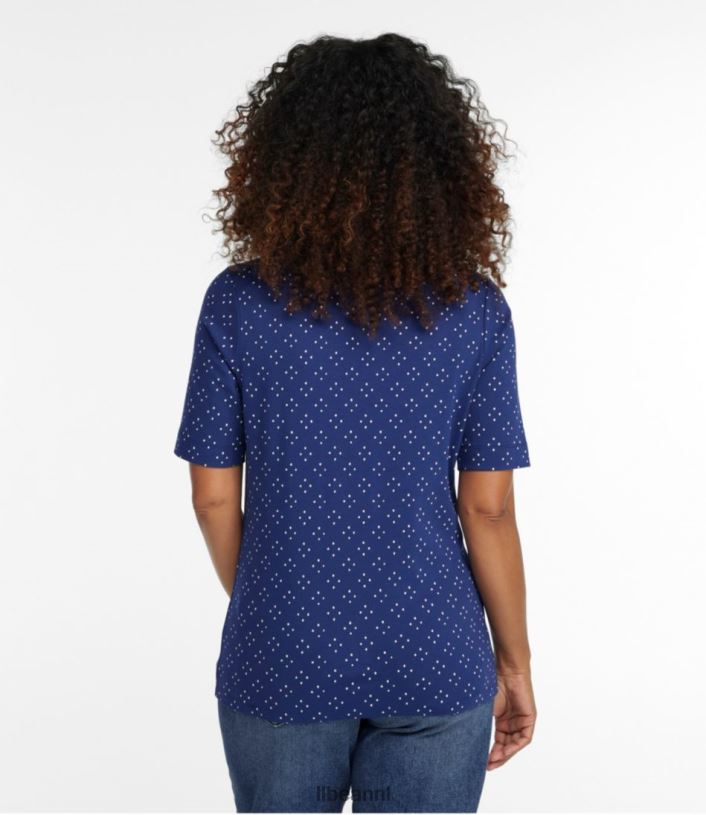 L.L.Bean vrouwen T-shirt met juwelenhals zeildoek medaillon stip kleding VT0644645 - Image 3