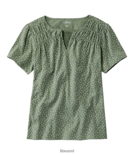 L.L.Bean vrouwen T-shirt van biologisch katoen laurierblad stip kleding VT0645692