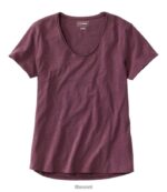 L.L.Bean vrouwen T-shirt van biologisch katoen vervaagde aubergine kleding VT0642977