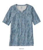 L.L.Bean vrouwen T-shirt van pimakatoen maanlichtblauwe paisley kleding VT064691