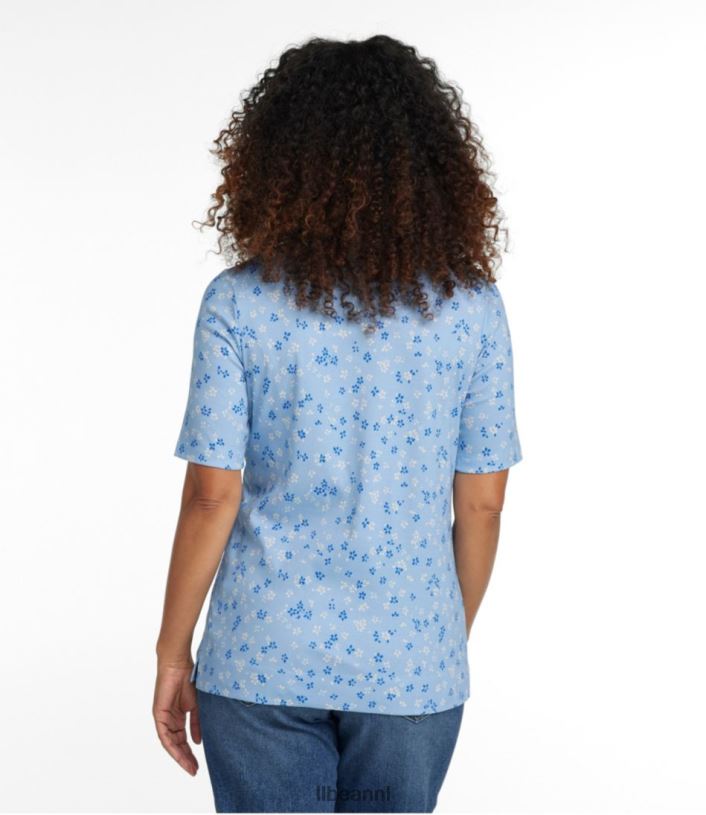 L.L.Bean vrouwen T-shirt van pimakatoen maanlichtblauwe paisley kleding VT064691 - Image 3