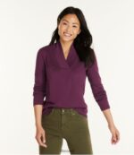 L.L.Bean vrouwen T-shirt van pimakatoen warme blauwgroen kleding VT06494 - Image 2