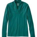 L.L.Bean vrouwen T-shirt van pimakatoen warme blauwgroen kleding VT06494